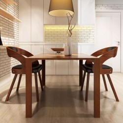 Sonata Трапезни столове, 2 бр, дървена рамка, кафяви, изкуствена кожа - Scaune de dining