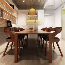 Трапезни столове, 6 бр, дървена рамка, изкуствена кожа, кафяви - Scaune de dining