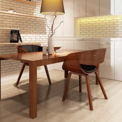 Sonata H Трапезни столове, 2 бр, кафяви, извито дърво и изкуствена кожа - Scaune de dining