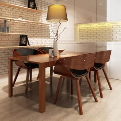Sonata H Трапезни столове, 4 бр, кафяви, извито дърво и изкуствена кожа - Scaune de dining