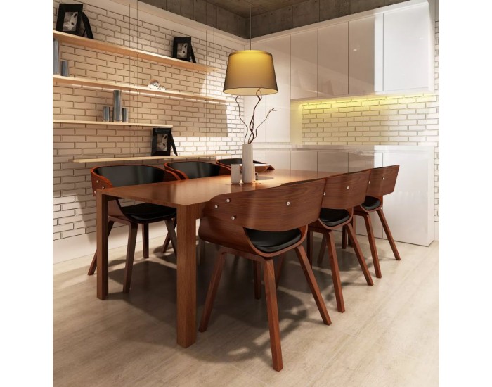 Sonata H Трапезни столове, 6 бр, кафяви, изкуствена кожа