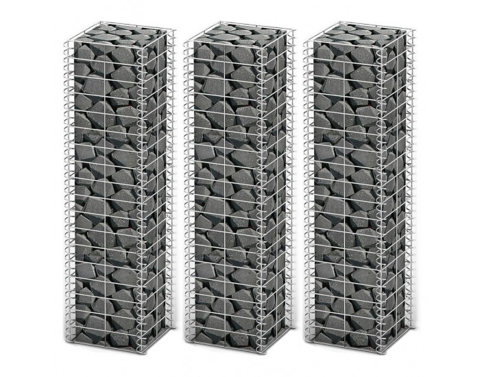 Sonata Комплект габиони, 3 бр, поцинкована тел, 25x25x100 см -