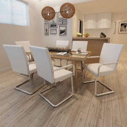 Sonata H Конзолни трапезни столове, 6 бр, бели, изкуствена кожа - Scaune de dining