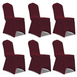 Еластични калъфи за столове, виненочервени – 6 броя - Huse pentru mobilier