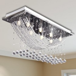 Бял полилей с блестящи стъклени кристали, 8 x G9, 29 см - Lustre de tavan