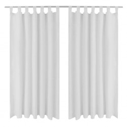 Завеси от микросатен с "уши", 2 бр, бели, 140 x 225 см - Draperii, perdele și galerii