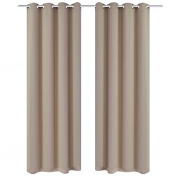 2 бр. Бежови затъмняващи завеси с метални пръстени 135 x 245 см - Decorațiuni