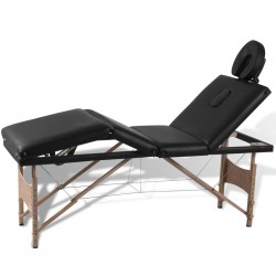 Дървена масажна кушетка с 4 зони, цвят: черен - Echipamente pentru studio de masaj și cosmetică