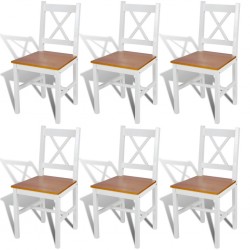 Sonata H Трапезни столове, 6 бр, бели, борова дървесина - Scaune de dining