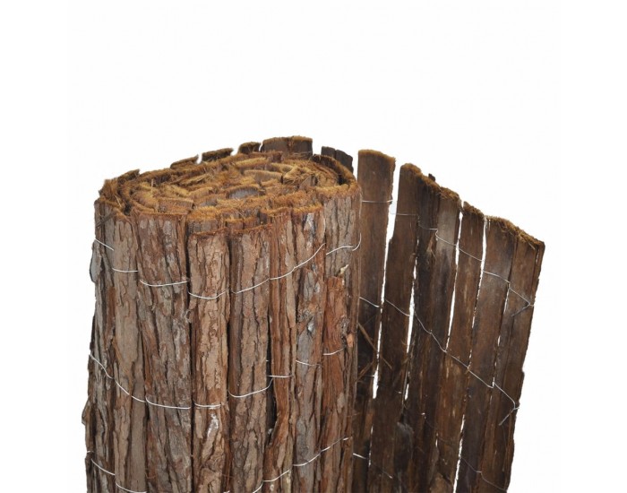 Градинска ограда от кора на дърво, 400 x 100 см -