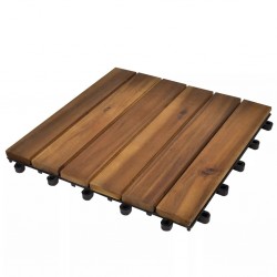 Декинг плочки, акациево дърво, вертикален дизайн, 30 x 30 см - 10 броя - Materiale pentru decorațiuni