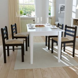 Sonata H Трапезни столове 4 бр кафяви масивно каучуково дърво и кадифе - Scaune de dining