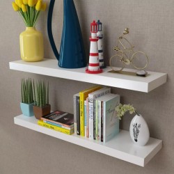 2 бр. MDF бели стенни полици за съхранение на книги/DVD - Comparare produse