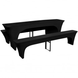 3 Покривки за маса и пейки, разтегателни, черни, 220 х 50 х 80 см - Comparare produse