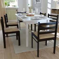 Sonata H Трапезни столове, 6 бр, кафяви, масивно дърво и кадифе - Scaune de dining
