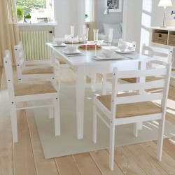 Sonata H Трапезни столове, 6 бр, бели, масивно дърво и кадифе - Scaune de dining