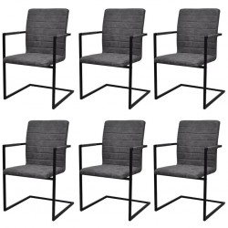 Sonata H Конзолни трапезни столове, 6 бр, сиви, изкуствена кожа - Scaune de dining
