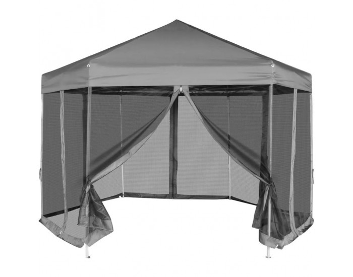 Sonata Шестоъгълна Pop-Up Шатра с 6 стени, сива, 3,6x3,1м -
