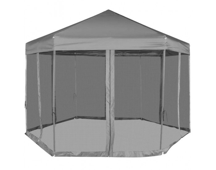 Sonata Шестоъгълна Pop-Up Шатра с 6 стени, сива, 3,6x3,1м -