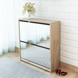 Sonata Шкаф за обувки с двойно огледало, дъб, 63x17x67 cм - Pantofare