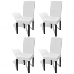 Sonata Покривни калъфи за столове, еластични, 4 бр, бели - Huse pentru mobilier
