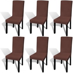 Sonata Покривни калъфи за столове, еластични, 6 бр, кафяви - Huse pentru mobilier