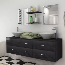 Sonata комплект мебели за баня от 9 части с мивки и смесители, черни - Seturi