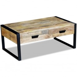 Sonata H Маса за кафе с 2 чекмеджета, твърдо мангово дърво, 100x60x40 cм - Măsuțe de living