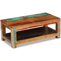 Sonata H Кафе маса, регенерирано дърво масив, 90x45x35 cм - Măsuțe de living
