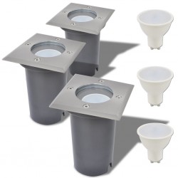 Sonata Градински LED лампи за вграждане в земя, 3 бр, квадратни - Iluminat exterior
