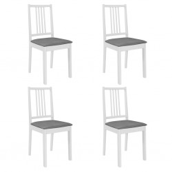 Sonata H Трапезни столове с тапицерия, 4 бр, бели, масивна дървесина - Scaune de dining