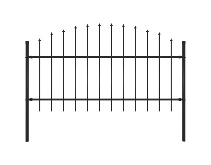 Sonata Градинска ограда с пики (1-1,25)x1,7 м стомана черна -