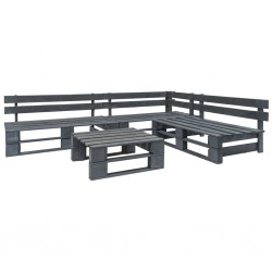 Sonata Градински мебели от палети, 4 части, FSC дърво, сиви - Seturi pentru exterior