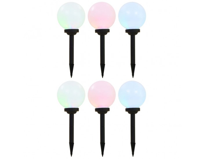 Sonata Градински соларни лампи, 6 бр, LED, сферични, 20 см, RGB -