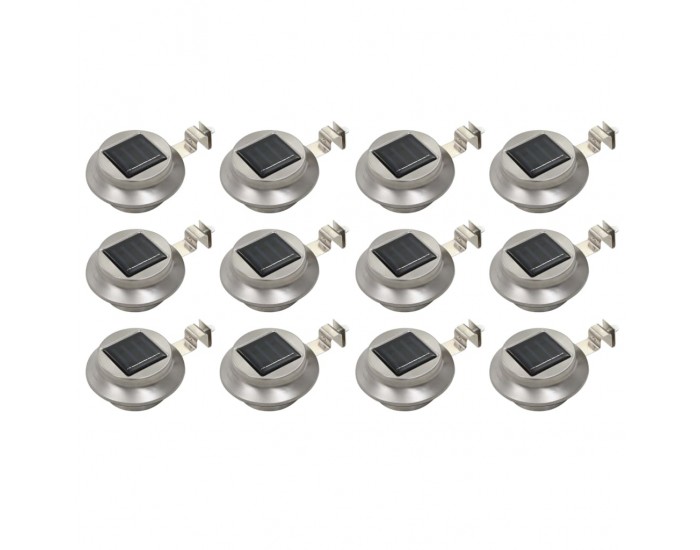 Sonata Градински соларни лампи, 12 бр, LED, кръгли, 12 см, бели -