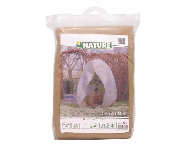 Nature Зимно поларено покривало с цип, 70 гр/м², бежово, 2x1,5x1,5 м