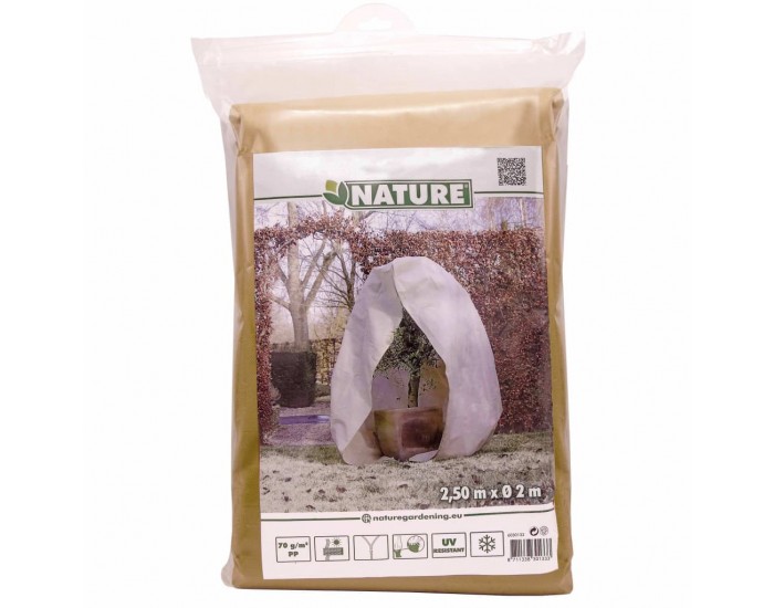 Nature Зимно поларено покривало с цип, 70 гр/м², бежово, 2x2,5 м