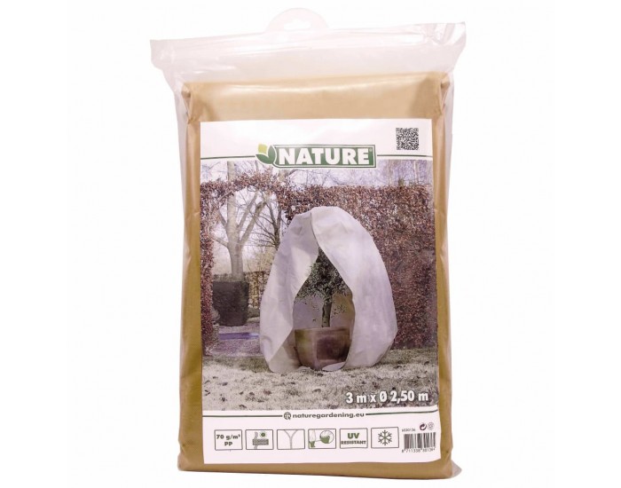 Nature Зимно поларено покривало с цип, 70 гр/м², бежово, 3x2,5x2,5 м