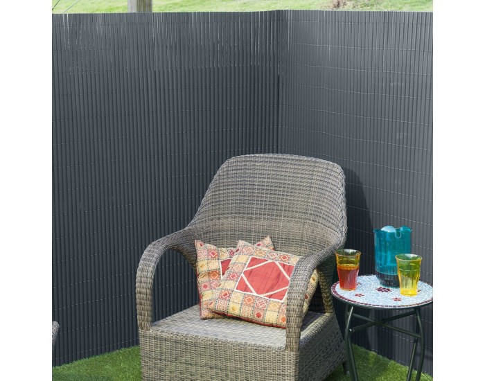 Nature Двустранен градински параван, PVC, 1x3 м, антрацит