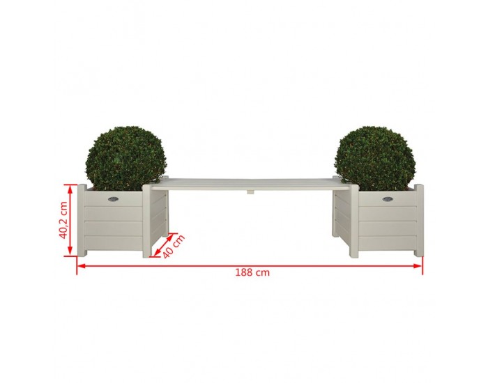 Esschert Design Сандъци за цветя с пейка-мост, бели, CF33W