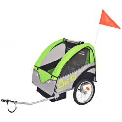 Sonata Детско ремарке за велосипед, сиво и зелено, 30 кг - Vehicule pentru copii