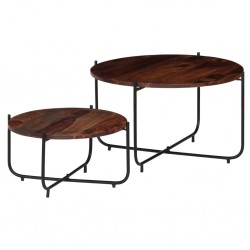 Sonata H Комплект маси за кафе, 2 бр, шишамово дърво масив, 60x35 cм - Măsuțe de living