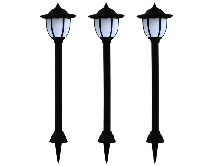 Sonata Градински соларни лампи, 3 бр, LED, черни