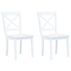 Sonata H Трапезни столове, 2 бр, бели, каучуково дърво масив - Scaune de dining