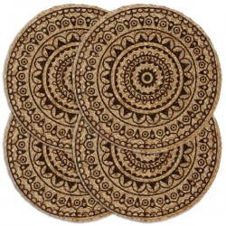 Sonata Подложки за хранене, 4 бр, тъмнокафяви, 38 см, кръгли, юта - Accesorii de bucătărie