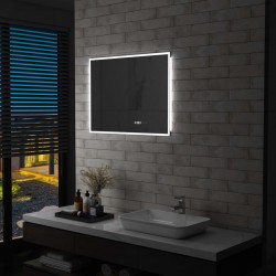 Sonata LED огледало за баня със сензор за допир и час, 80x60 см - Comparare produse