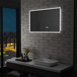 Sonata LED огледало за баня със сензор за допир и час, 100x60 см - Comparare produse