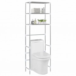 Sonata Стелаж за съхранение над тоалетна 3 рафта сребрист 53x28x169 см - Produse pentru baie și WC