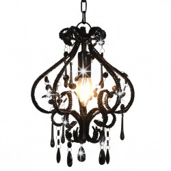 Sonata Полилей с кристали, черен, кръгъл, E14 - Lustre de tavan