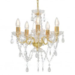 Sonata Полилей с кристали, златист, кръгъл, 5 х Е14 - Lustre de tavan